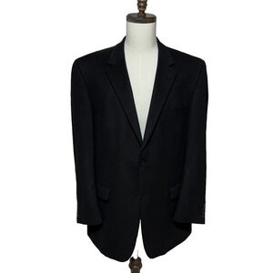 T Harris London Blazer Mens 44L Black Wool Silk Cashmere Jacket Coat Luxury